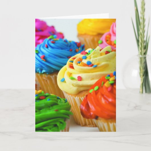 Carte Gâteau cupcake arc-en-ciel (Devant)