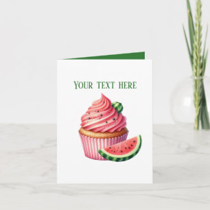 Carte Gâteau cupcake pastèque mignon personnalisable