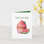 Carte Gâteau cupcake pastèque mignon personnalisable (Fleur jaune)