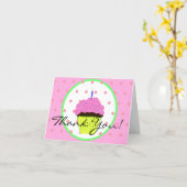 Carte Gâteau Cupcake Points de Polka Anniversaire Merci (Fleur jaune)
