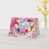 Carte Gâteau d'anniversaire (Fleur jaune)