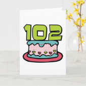Carte Gâteau d'anniversaire 102 ans (Fleur jaune)