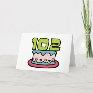 Carte Gâteau d'anniversaire 102 ans