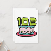 Carte Gâteau d'anniversaire 102 ans (Devant/Arrière en situation)