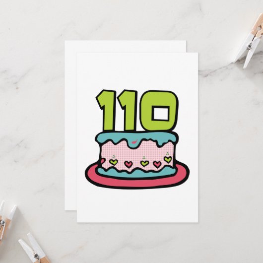 Carte Gâteau d'anniversaire 110 ans (Devant/Arrière en situation)