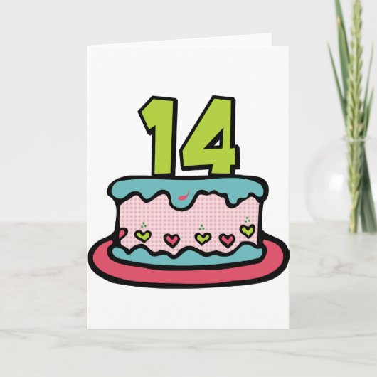 Carte Gâteau d'anniversaire 14 ans (Devant)