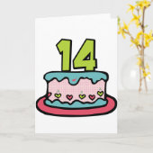 Carte Gâteau d'anniversaire 14 ans (Fleur jaune)