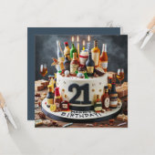 CARTE GÂTEAU D'ANNIVERSAIRE 21 ANS DIVERTISSANT (Devant/Arrière en situation)