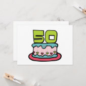 Carte Gâteau d'anniversaire 50 ans (Devant/Arrière en situation)