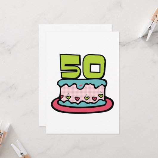 Carte Gâteau d'anniversaire 50 ans (Devant/Arrière en situation)