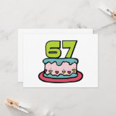 Carte Gâteau d'anniversaire 67 ans (Devant/Arrière en situation)