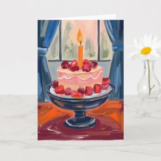 Carte Gâteau d'anniversaire à la fraise (Petite plante)