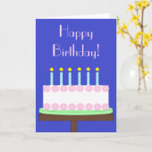 Carte Gâteau d'anniversaire à la vanille : bleu blanc (Fleur jaune)