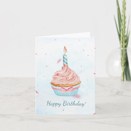 CARTE GÂTEAU D'ANNIVERSAIRE À L'AQUARELLE (Devant)
