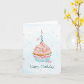 CARTE GÂTEAU D'ANNIVERSAIRE À L'AQUARELLE (Fleur jaune)