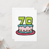 Carte Gâteau d'anniversaire âgé de 70 ans (Devant/Arrière en situation)