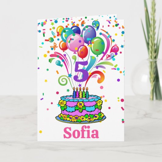 Carte Gâteau d'anniversaire Ajouter le nom de l'enfant A (Devant)