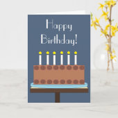 Carte Gâteau d'anniversaire au chocolat doux : blanc gri (Fleur jaune)