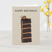 Carte Gâteau d'anniversaire au chocolat Joyeux anniversa (Fleur jaune)