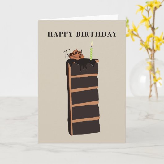 Carte Gâteau d'anniversaire au chocolat Joyeux anniversa (Fleur jaune)