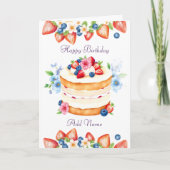 Carte Gâteau d'anniversaire aux fraises et aux bleuets P (Devant)