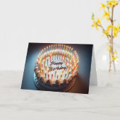 Carte Gâteau d'anniversaire avec beaucoup de bougies (Fleur jaune)