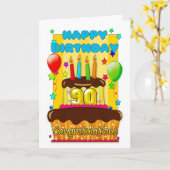 Carte gâteau d'anniversaire avec bougies - heureux 90e a (Fleur jaune)