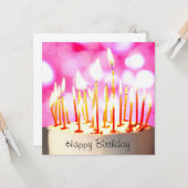Carte Gâteau d'anniversaire avec des bougies allumées (Devant/Arrière en situation)