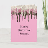 Carte Gâteau d'anniversaire avec Drips de Glitter de Crè (Devant)