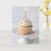 Carte Gâteau d'anniversaire avec une bougie (Fleur jaune)