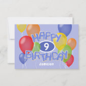 Carte gâteau d'anniversaire bleu heureux avec ballons (Devant)