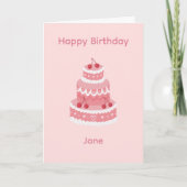 Carte Gâteau d'anniversaire Cerise Rose (Devant)