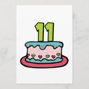 Carte Gâteau d'anniversaire de 11 ans