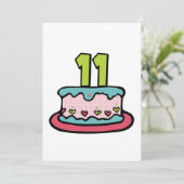 Carte Gâteau d'anniversaire de 11 ans (Debout devant)