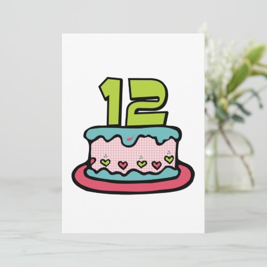 Carte Gâteau d'anniversaire de 12 ans (Debout devant)