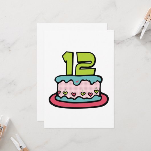 Carte Gâteau d'anniversaire de 12 ans (Devant/Arrière en situation)