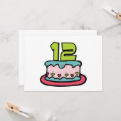 Carte Gâteau d'anniversaire de 12 ans (Devant/Arrière en situation)