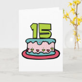 Carte Gâteau d'anniversaire de 15 ans (Fleur jaune)