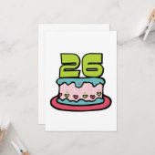 Carte Gâteau d'anniversaire de 26 ans (Devant/Arrière en situation)