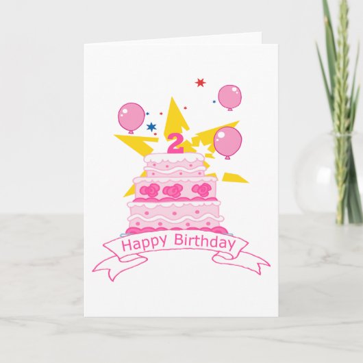 Carte Gâteau d'anniversaire de 2 ans (Devant)