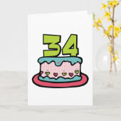 Carte Gâteau d'anniversaire de 34 ans (Fleur jaune)