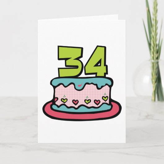 Carte Gâteau d'anniversaire de 34 ans (Devant)