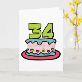 Carte Gâteau d'anniversaire de 34 ans (Fleur jaune)