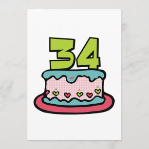 Carte Gâteau d'anniversaire de 34 ans