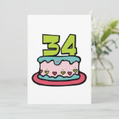 Carte Gâteau d'anniversaire de 34 ans (Debout devant)