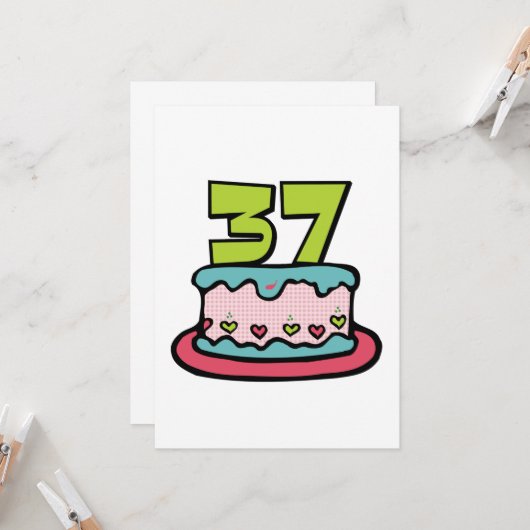 Carte Gâteau d'anniversaire de 37 ans (Devant/Arrière en situation)