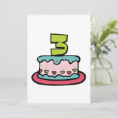 Carte Gâteau d'anniversaire de 3 ans (Debout devant)