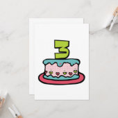 Carte Gâteau d'anniversaire de 3 ans (Devant/Arrière en situation)