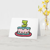 Carte Gâteau d'anniversaire de 3 ans (Fleur jaune)
