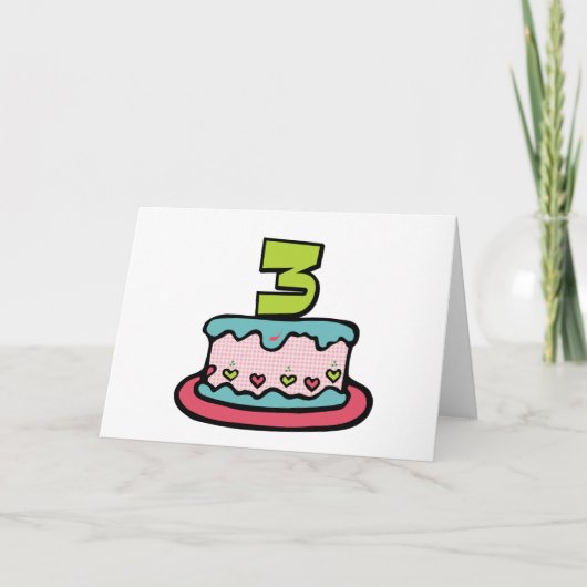 Carte Gâteau d'anniversaire de 3 ans (Devant)
